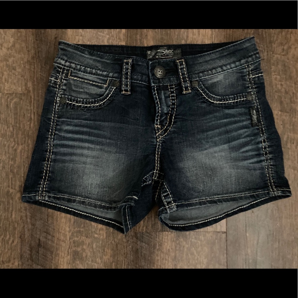 Silver jean shorts